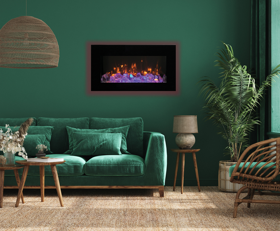 Amantii Wall Mount/Flush Mount Linear Electric Fireplace (WM-FM-BG Series) - Electric Fireplace Shop