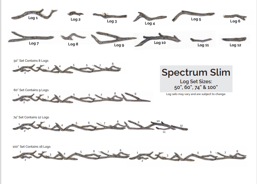 Driftwood logset for Spectrum Slimline electric fireplace